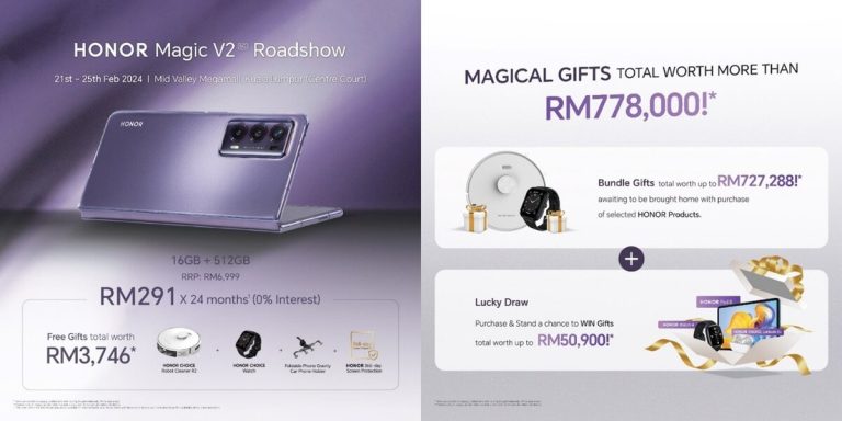 Hadiah eksklusif bernilai sehingga RM778,000 menanti di roadshow HONOR Magic V2