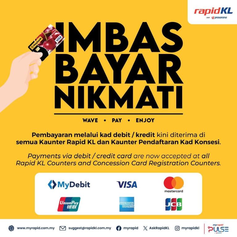 Rapid Rail perkenal pembayaran melalui kad debit atau kredit di semua kaunter khidmat pelanggan