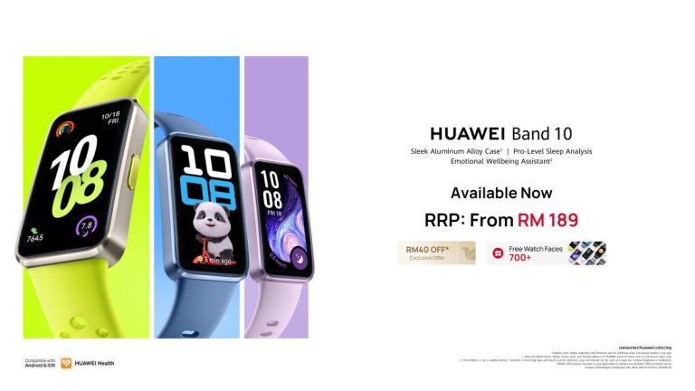 HUAWEI Band 10 kini hadir dengan ciri-ciri seperti jam tangan pintar, hanya RM149