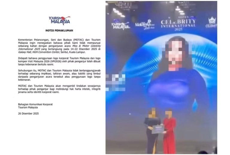 MOTAC, Tourism Malaysia bakal ambil tindakan terhadap penganjur Miss & Mister Celebrity 2025
